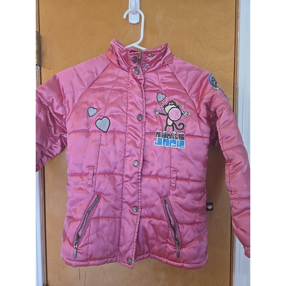 Bobby Jack Pink Puffer Jacket Coat Size 7/8 Vintage Y2K